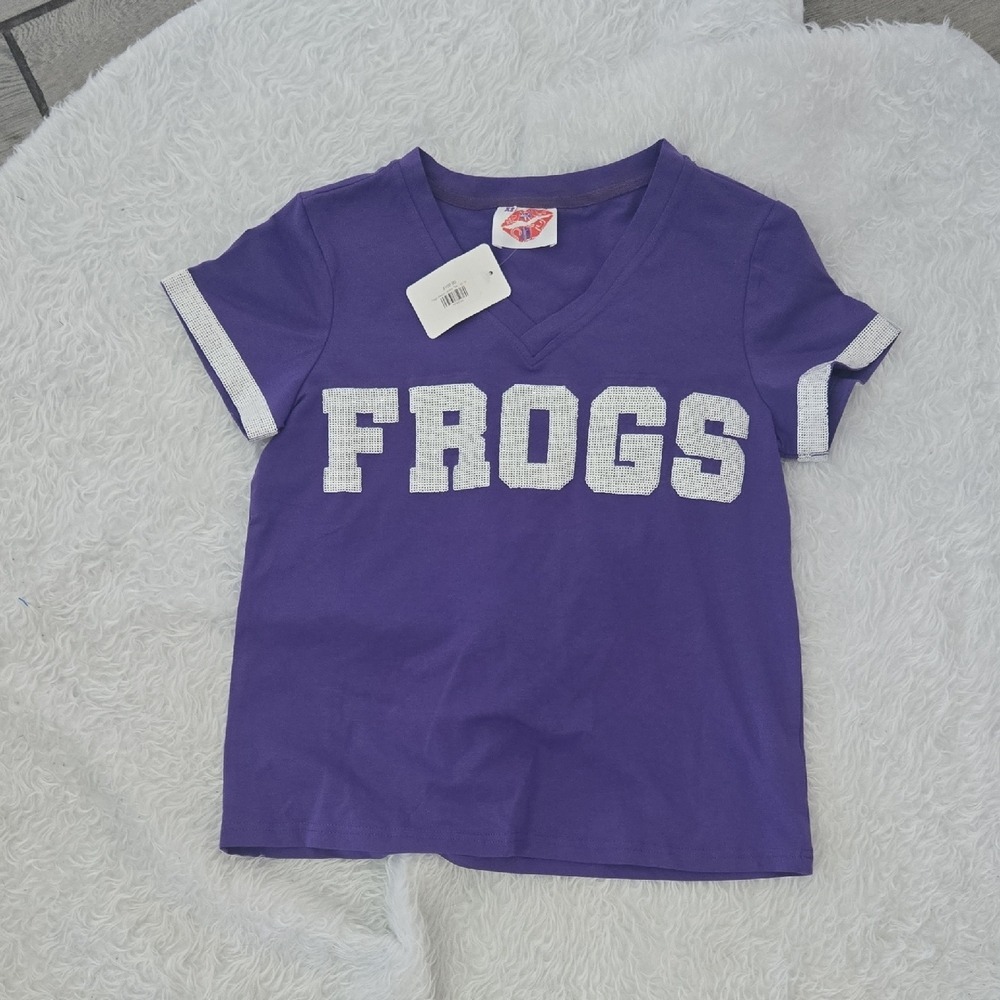 NWT Sparkle‎ City "FROGS" Purple Sequin Jersey Tee – XS